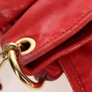 Miu Miu Hand Bag Leather 2way Red Gold Tone Auth 167603V-26