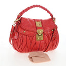 Miu Miu Hand Bag Leather 2way Red Gold Tone Auth 167603V-12