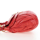 Miu Miu Hand Bag Leather 2way Red Gold Tone Auth 167603V-3
