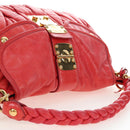 Miu Miu Hand Bag Leather 2way Red Gold Tone Auth 167603V-6