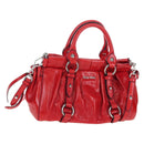 Miu Miu Hand Bag Leather 2way Red Silver Auth 167604SM-1