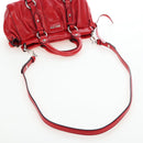 Miu Miu Hand Bag Leather 2way Red Silver Auth 167604SM-8