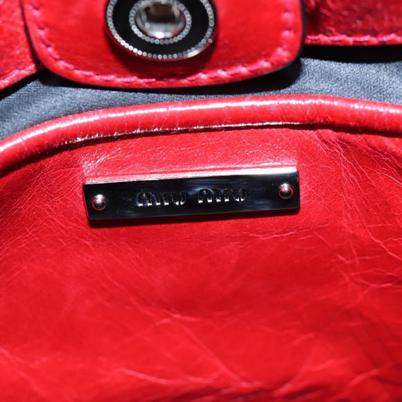 Miu Miu Hand Bag Leather 2way Red Silver Auth 167604SM