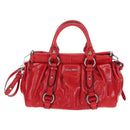 Miu Miu Hand Bag Leather 2way Red Silver Auth 167604SM-13