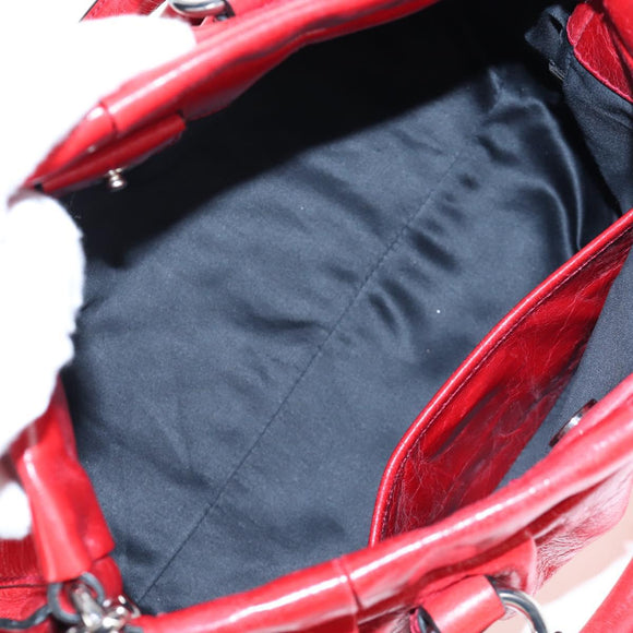 Miu Miu Hand Bag Leather 2way Red Silver Auth 167604SM