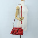 Miu Miu Hand Bag Leather 2way Red Silver Auth 167604SM-27
