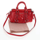 Miu Miu Hand Bag Leather 2way Red Silver Auth 167604SM-12