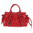 Miu Miu Hand Bag Leather 2way Red Silver Auth 167604SM-2