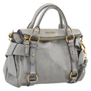 Miu Miu Hand Bag Leather 2way Gray Gold Tone Auth 167606M-1