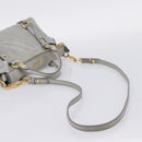 Miu Miu Hand Bag Leather 2way Gray Gold Tone Auth 167606M-9