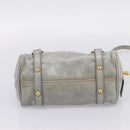 Miu Miu Hand Bag Leather 2way Gray Gold Tone Auth 167606M-5