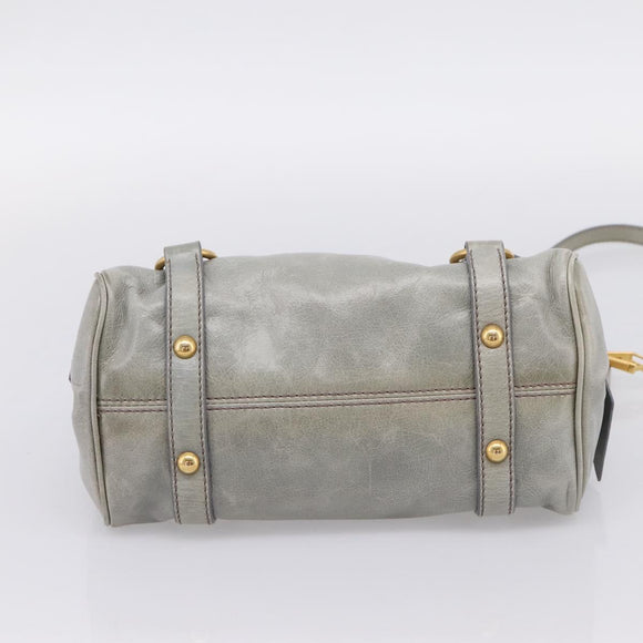 Miu Miu Hand Bag Leather 2way Gray Gold Tone Auth 167606M