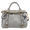 Miu Miu Hand Bag Leather 2way Gray Gold Tone Auth 167606M-13