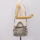 Miu Miu Hand Bag Leather 2way Gray Gold Tone Auth 167606M-25