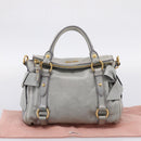 Miu Miu Hand Bag Leather 2way Gray Gold Tone Auth 167606M-12