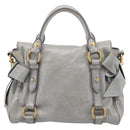 Miu Miu Hand Bag Leather 2way Gray Gold Tone Auth 167606M-2