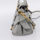 Miu Miu Hand Bag Leather 2way Gray Gold Tone Auth 167606M-3