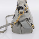 Miu Miu Hand Bag Leather 2way Gray Gold Tone Auth 167606M-4