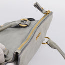 Miu Miu Hand Bag Leather 2way Gray Gold Tone Auth 167606M-6
