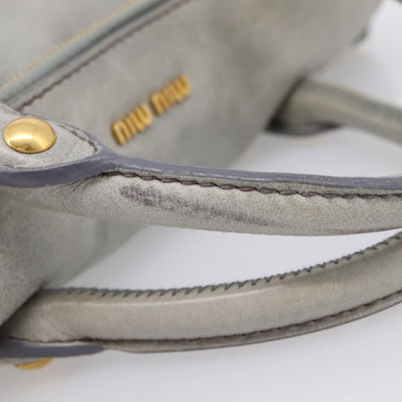 Miu Miu Hand Bag Leather 2way Gray Gold Tone Auth 167606M