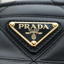 PRADA Hand Bag Leather 2way Black Gold Tone Auth 167607SM-21