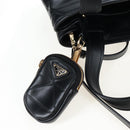 PRADA Hand Bag Leather 2way Black Gold Tone Auth 167607SM-22