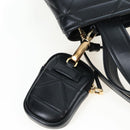 PRADA Hand Bag Leather 2way Black Gold Tone Auth 167607SM-23