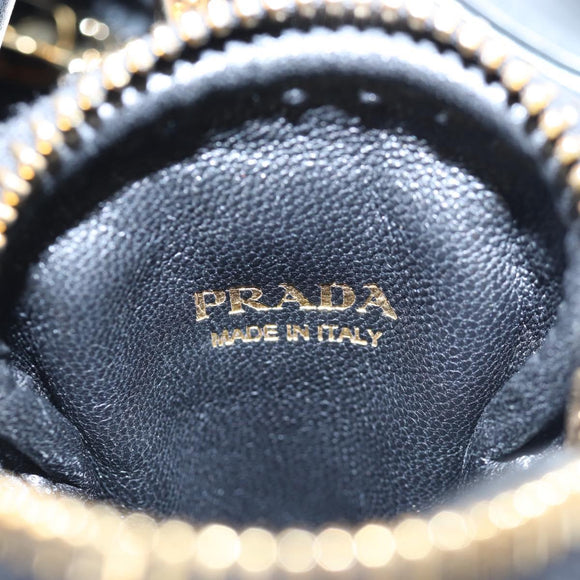 PRADA Hand Bag Leather 2way Black Gold Tone Auth 167607SM