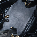PRADA Hand Bag Leather 2way Black Gold Tone Auth 167607SM-10