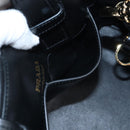PRADA Hand Bag Leather 2way Black Gold Tone Auth 167607SM-29