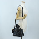 PRADA Hand Bag Leather 2way Black Gold Tone Auth 167607SM-30