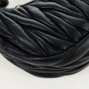 Miu Miu Matelasse Hobo Hand Bag Leather 2way Black Gold Tone Auth 167609SAM-16