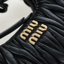 Miu Miu Matelasse Hobo Hand Bag Leather 2way Black Gold Tone Auth 167609SAM-20