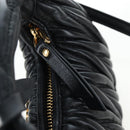 Miu Miu Matelasse Hobo Hand Bag Leather 2way Black Gold Tone Auth 167609SAM-21