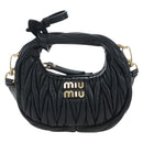 Miu Miu Matelasse Hobo Hand Bag Leather 2way Black Gold Tone Auth 167609SAM-13
