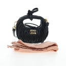Miu Miu Matelasse Hobo Hand Bag Leather 2way Black Gold Tone Auth 167609SAM-12
