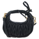 Miu Miu Matelasse Hobo Hand Bag Leather 2way Black Gold Tone Auth 167609SAM-2