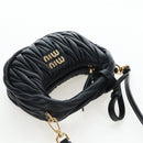 Miu Miu Matelasse Hobo Hand Bag Leather 2way Black Gold Tone Auth 167609SAM-6