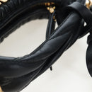 Miu Miu Matelasse Hobo Hand Bag Leather 2way Black Gold Tone Auth 167609SAM-7