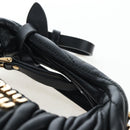 Miu Miu Matelasse Hobo Hand Bag Leather 2way Black Gold Tone Auth 167609SAM-14