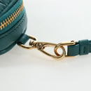 Miu Miu Matelasse Neck Mini Pouch Leather Green Gold Tone Auth 167613M-8