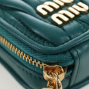 Miu Miu Matelasse Neck Mini Pouch Leather Green Gold Tone Auth 167613M-16