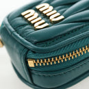 Miu Miu Matelasse Neck Mini Pouch Leather Green Gold Tone Auth 167613M-17