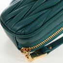 Miu Miu Matelasse Neck Mini Pouch Leather Green Gold Tone Auth 167613M-19