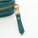 Miu Miu Matelasse Neck Mini Pouch Leather Green Gold Tone Auth 167613M-21
