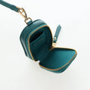 Miu Miu Matelasse Neck Mini Pouch Leather Green Gold Tone Auth 167613M-22