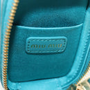 Miu Miu Matelasse Neck Mini Pouch Leather Green Gold Tone Auth 167613M-23
