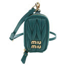 Miu Miu Matelasse Neck Mini Pouch Leather Green Gold Tone Auth 167613M-13