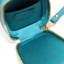 Miu Miu Matelasse Neck Mini Pouch Leather Green Gold Tone Auth 167613M-9