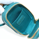 Miu Miu Matelasse Neck Mini Pouch Leather Green Gold Tone Auth 167613M-24